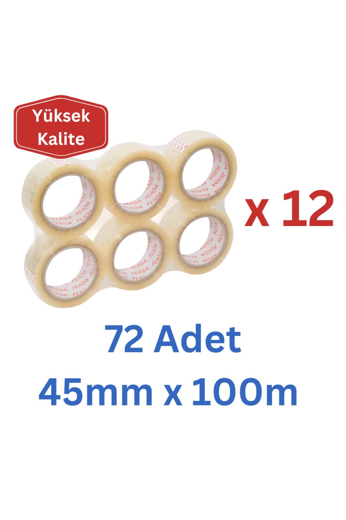 FLIQA Yüksek Kalite Şeffaf Koli Bandı (45mm x 100m) / FT-2011