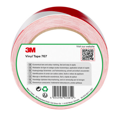 3M 767I Kırmızı Beyaz Vinil Bant