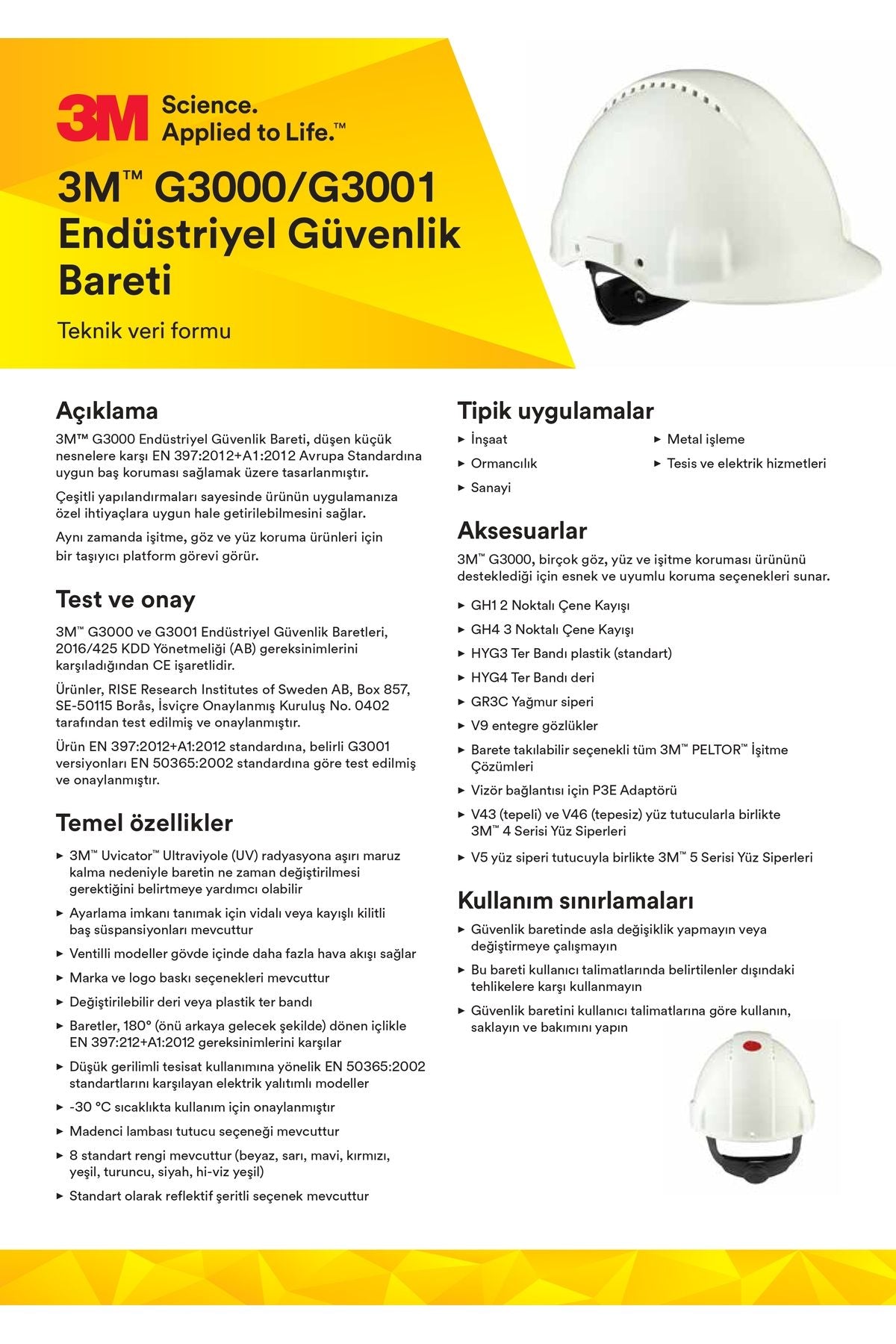 3M G3001NVI Beyaz Havalandırmasız Vidalı UV'li